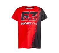 VR46 Bagnaia 63 Ducati Corse T-Shirt Enfant, 100% Polyester, Noir, 4/5 Ans