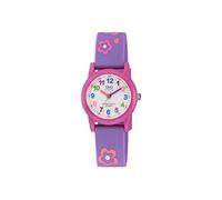 Montre pour enfant Q&Q, modèle VR99J001Y. Montre en plastique, bracelet violet et cadran blanc. Montre analogique pour enfants. WR 100 mt.