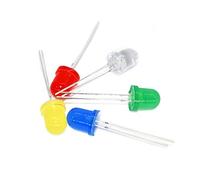Vrabocry Assortiment de 50 diodes LED (5 couleurs x 10 pièces) de 10 mm (lentille colorée ronde) - Kit d'ampoules - Assortiment de couleurs : blanc, rouge, jaune, vert, bleu