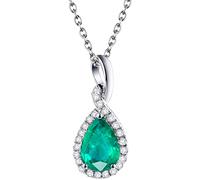 Vrai bijoux blanc 14k chaîne de largages pour femmes pour femmes longues avec avec une émeraude verte 1,22 Carat Cadeau pour la Saint-Valentin de fiançailles de la Saint