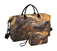 Vrai Loup Art Sac de Sport de Natation avec Sac de Rangement Maquillagede pour Voyage Femmes Filles