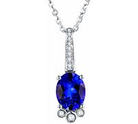 Vraie Bijoux 18K Chaîne sensible des femmes blanches avec 1,57 ct bleu, cadeaux d'anniversaire pour les femmes mère petite amie bleue