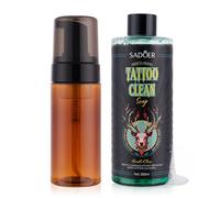 VRAIKO Sadoer Savon vert ultra-concentré pour tatouage, 10 oz, avec bouteille en mousse de 120 ml, 1:10, dilution de savon pour tatouages, équipement de peau propre