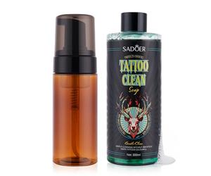 VRAIKO Sadoer Savon vert ultra-concentré pour tatouage, 10 oz, avec bouteille en mousse de 120 ml, 1:10, dilution de savon pour tatouages, équipement de peau propre