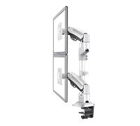Vras Ecran PC, H180 22 "-32" Double Moniteur Support de Bureau Bras Ressort à gaz Plein Mouvement LCD TV Support 2-12 kg Ergonomica Double Bras Pince Support, Installation Rapide(Silver)