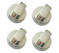 VrayKnol Lot de 4 boutons de rechange universels pour cuisinière à gaz - Surface métallique durable - Pour cuisine, barbecue, cuisinière, pièces - Argenté