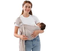 vrbabies Écharpe de transport pour bébé, porte-bébé nouveau-né à tout-petit, léger et respirant pour l'été, la natation, la piscine, la plage, poitrine avant grise (25,4 à 13,6 kg)
