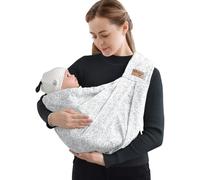 vrbabies Porte-bébé de nouveau-né, doux et léger avec poches et bandoulière réglable, facile à porter, écharpe avant pour nouveau-né et tout-petits de 1 à 24 mois jusqu'à 18 kg (fleur bleue)