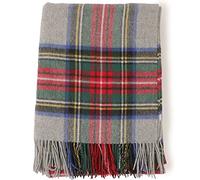 VRBFF Plaid écossais en laine écossaise, grand plaid en laine pure, multi-usages, 190 x 140 cm, 5 couleurs au choix (gris)