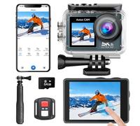Vrebrey Caméra d'action étanche 5K 30FPS 20MP 30 MP Caméra de sport sous-marine EIS avec écran tactile, grand angle de 170°, télécommande, WiFi, zoom 5X pour la plongée avec tuba, la plongée, le