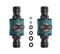 VReder Lot de 2 valves d'arrêt de tuyau à dégagement rapide, double connecteur mâle pour raccord de tuyau d'arrosage et robinet, enrouleur de tuyau