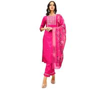 VredeVogel Ensemble de pantalon Kurta pour femme avec dupatta | Ensemble Kurta en soie mélangée pour femme, Rani, Large