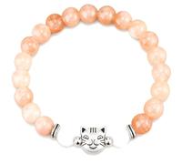 vreplrse Bijoux en forme de chat, carte significative, cadeau pour dame folle, Bracelet d'attraction d'argent, souvenir pour les amoureux des femmes, Bracelet tête de chat calcédoine orange (avec