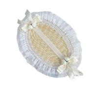 vreplrse Chapeau Plat Pastoral Parent-Enfant, Bonnet Lolitas avec Ruban de Paille, Chapeau de Paille Pastorale, Bonnet Parent-Enfant, tapez+3