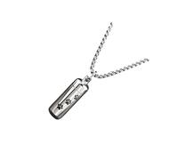 vreplrse Collier porte-clés urne funéraire, bijou souvenir étanche et hypoallergénique, orné d'un élégant cylindre en forme de patte de chien, cadeau de, Argent, 32 x 11 mm