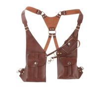 vreplrse Étui pour Harnais d'épaule, Sac sous Les Bras, épaule en Cuir PU, décontracté, Voyages de Rue et Courts Voyages, Double Sac réglable, vélo en Plein air, Brun foncé, 38 x 14 cm