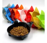 vreplrse Gamelle pour Chatons avec Fond antidérapant en Caoutchouc, Facile à Nettoyer et Compatible Lave-Vaisselle. Gamelles en mélamine et céramique surélevée, Orange, 6.3 x 14.5 cm