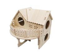 vreplrse Maison Confortable pour Hamster, avec cachette intégrée, en Bois Durable. Accessoires pour Cage à gerbilles. Cachette Amovible, Couleur du Bois, 19 x 15.5 x 15.5 cm