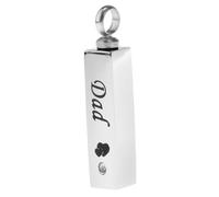 vreplrse Pendentif funéraire en forme d'urne cubique en acier inoxydable pour cendres commémoratives, souvenir de crémation, papa