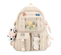 vreplrse Sac à pour Filles et étudiantes, Accessoire Indispensable pour Un Usage Quotidien. en Nylon résistant, élégant et fiable. Bretelles réglables, Blanc, 43 x 31 x 13 cm