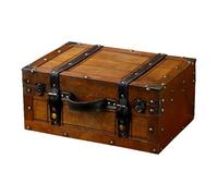 vreplrse Valise décorative vintage en bois, boîte de rangement ancienne avec couvercle à charnière, coffret à bijoux pour cartes de visite, reçus et photos