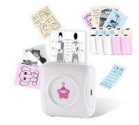 vretti Mini imprimante thermique TP2-Y - Imprimante autocollante compatible avec Android et iOS - Mini imprimante photo avec 10 rouleaux d'étiquettes - Imprimante de poche portable pour iPhone - Notes