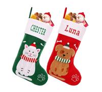 VRFASHION Bas de Noël personnalisés pour chien et chat, grande chaussette de Noël brodée avec nom personnalisé pour chien et chat, bas de Noël à suspendre sur une cheminée, décorations de Noël 1 pièce