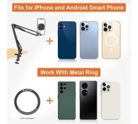 VRIG MG-09 Desktop Overhead Magnetic Phone Mount Stand Flexible Clip-on Tabletop Phone Stand Replacement Compatible with iPhone 15/14/13/12 Vlog Live