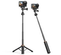 VRIG Mini perche à selfie avec trépied pour GoPro Hero 13 12 11 10 9,360 Portable Vlog Camera Selfie Stick Poignée Grip Monopode pour Insta360 X5/DJI Osmo Action 6 5 Pro Osmo Nano Accessoires