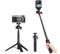 VRIG Mini trépied extensible de 51,1 cm avec tête sphérique à 360 °, 4 niveaux de réglage avec griffe et perche à selfie pour caméra d'action 6,35 mm