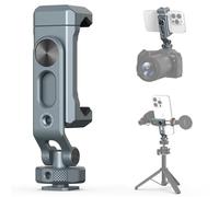 VRIG PH-18 Support de trépied en métal pour téléphone portable rotatif à 360° avec 2 sabots froids et 2 trous de vis 1/4", support universel pour iPhone, Samsung Galaxy et smartphone