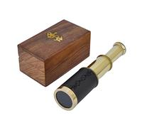 Vrinda Laiton Télescope de poche de 15,2 cm avec boîte en bois - Pirate Navigation
