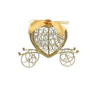 Vrindavanstore.in Boîte cadeau en forme de carrosse de Cendrillon dorée en forme de cœur - Bague élégante ou porte-bonbons pour mariages, anniversaires, fêtes prénatales et décoration d'intérieur (1
