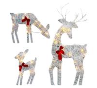 Vriusi Cerf de Noël lumineux pour le Nouvel An, renne lumineux de Noël, élan extérieur en fer avec nœud de cloche, décoration extérieure de cerf, décoration de cerf de Noël pour décoration de pelouse