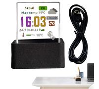 Vriusi Clock Hologram, WiFi Desk Clock, Photo Display, Transparent Digital Clock, Holographic Cube Decor, Desk Clock with GIF Animation, Real Time Weather Station, Photo Album Desk Clock