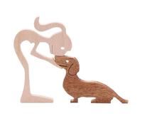 Vriusi Dog Memorial Home Decor, Wooden Dog Remembrance Statue Cute Animal Figurines, Décoration de bureau décorative, Bedroom Dog Decoration, Pet Memorial Figurines, Wooden Pet, Dog Remembrance Gift