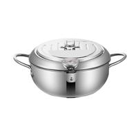 Vriusi Friteuse profonde en acier inoxydable avec thermomètre, poêle à frire profonde avec thermographe et couvercle amovible pour poissons, frites et calmars