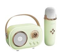 Vriusi Machine à karaoké, haut-parleur portable avec 1 microphone sans fil, machine de karaoké créative avec effets de changement de voix, ensemble de haut-parleurs rétro avec basses stéréo améliorées
