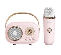 Vriusi Machine à karaoké, haut-parleur portable avec 1 microphone sans fil, machine de karaoké créative avec effets de changement de voix, ensemble de haut-parleurs rétro avec basses stéréo améliorées