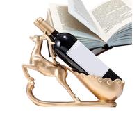Vriusi Porte-bouteille de vin en forme de renne, figurine de cerf tirant le chariot, étagère à vin vintage en résine, support de comptoir de vin, décoration de table de Noël, organisateur de vin de