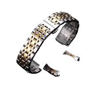 VRKRTVBLB Bracelet de montre en acier inoxydable 12-26 mm for hommes et femmes, avec extrémités incurvées, adapté aux montres connectées à quartz(Silver-Gold,22mm)