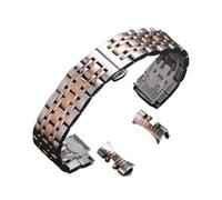 VRKRTVBLB Bracelet de montre en acier inoxydable 12-26 mm for hommes et femmes, avec extrémités incurvées, adapté aux montres connectées à quartz(Silver-Rose Gold,12mm)