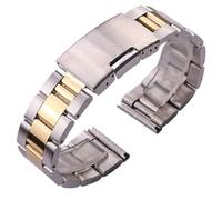 VRKRTVBLB Bracelet de montre en acier inoxydable 16-30 mm, boucle déployante en métal, accessoires universels for hommes et femmes(Silver gold,24mm)