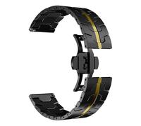 VRKRTVBLB Bracelet de montre en métal en acier inoxydable 20 mm 22 mm Bracelet universel à boucle déployante for hommes et femmes(Black gold,22mm)