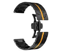 VRKRTVBLB Bracelet de montre en métal en acier inoxydable 20 mm 22 mm Bracelet universel à boucle déployante for hommes et femmes(Black orange,20mm)