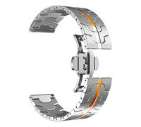 VRKRTVBLB Bracelet de Montre en métal en Acier Inoxydable 20 mm 22 mm Bracelet Universel à Boucle déployante for Hommes et Femmes(Silver Orange,22mm)