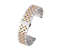 VRKRTVBLB Bracelet de montre en métal en acier inoxydable, unisexe, 10-24mm, avec Interface incurvée, bracelet de remplacement(Silver-Gold,14mm)