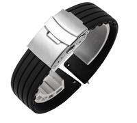 VRKRTVBLB Bracelet de montre en silicone à dégagement rapide 16-24 mm Bracelet de rechange unisexe en acier inoxydable Boucle déployante Convient for montre intelligente Montre à quartz(B,23mm)