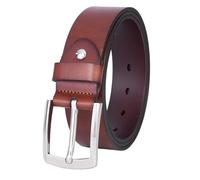 VRLEGEND Ceinture en Cuir Véritable pour Homme - Ceinturon Cuir Style Vintage avec Étui Cadeau - Idéale avec Jeans/Costume/Travail/Cowboy (Marron,105cm)