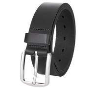 VRLEGEND Ceinture Homme Cuir Ceinturon 38mm Pleine Fleur 100% Cuir Véritable pour Jeans Décontracté Travail Vêtements (Noir-A,135CM Totale)